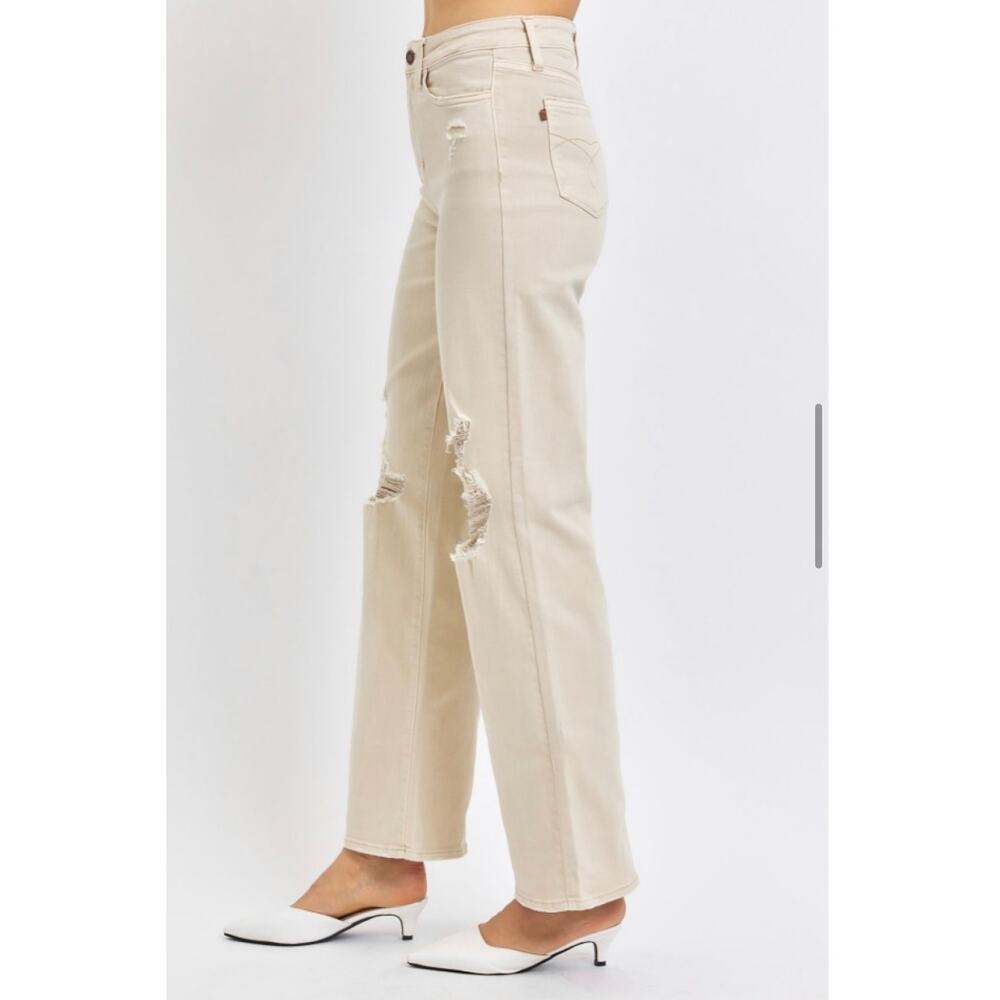 Nwt Judy Blue High Waist Distressed Straight Leg Jean Size 13/31 — image 3 of 5